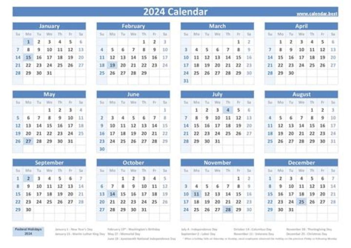 2024 US Calendar With Holidays – Excel