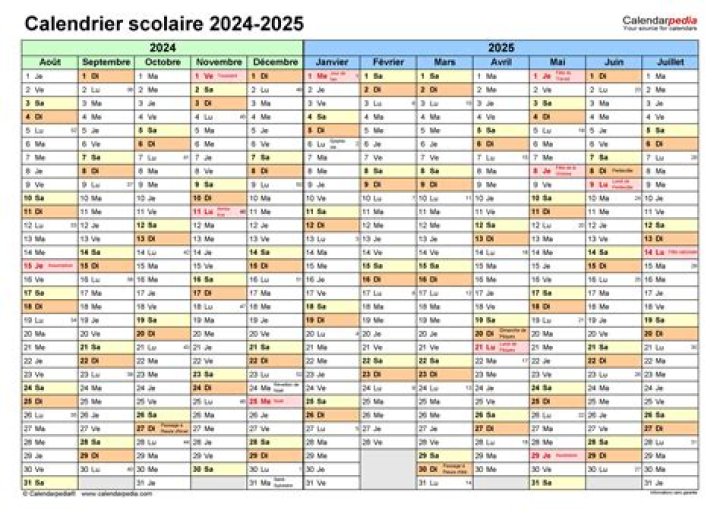 Calendrier scolaire 2024 2025 Excel : le modèle PARFAIT