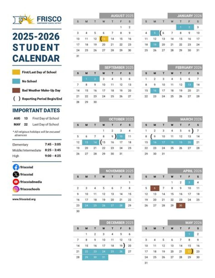 Frisco ISD Calendar