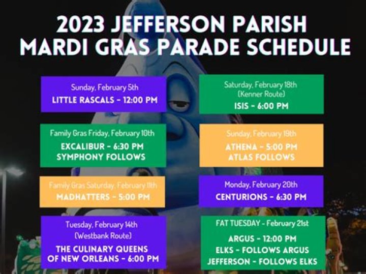 Jefferson Parish releases parade schedule, routes