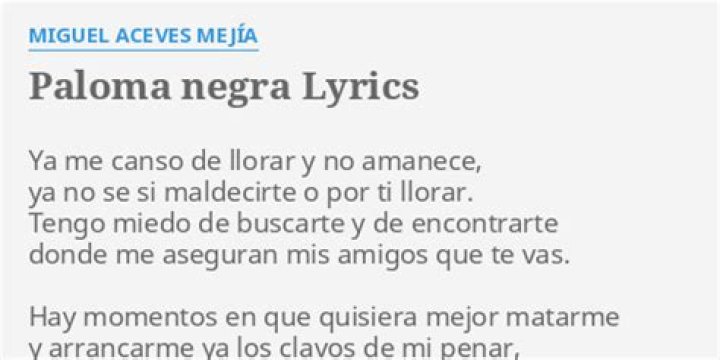 Paloma Negra Lyrics - Paloma Negra Translations