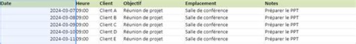 Tableau suivi parcours rendez-vous client Excel : unique !